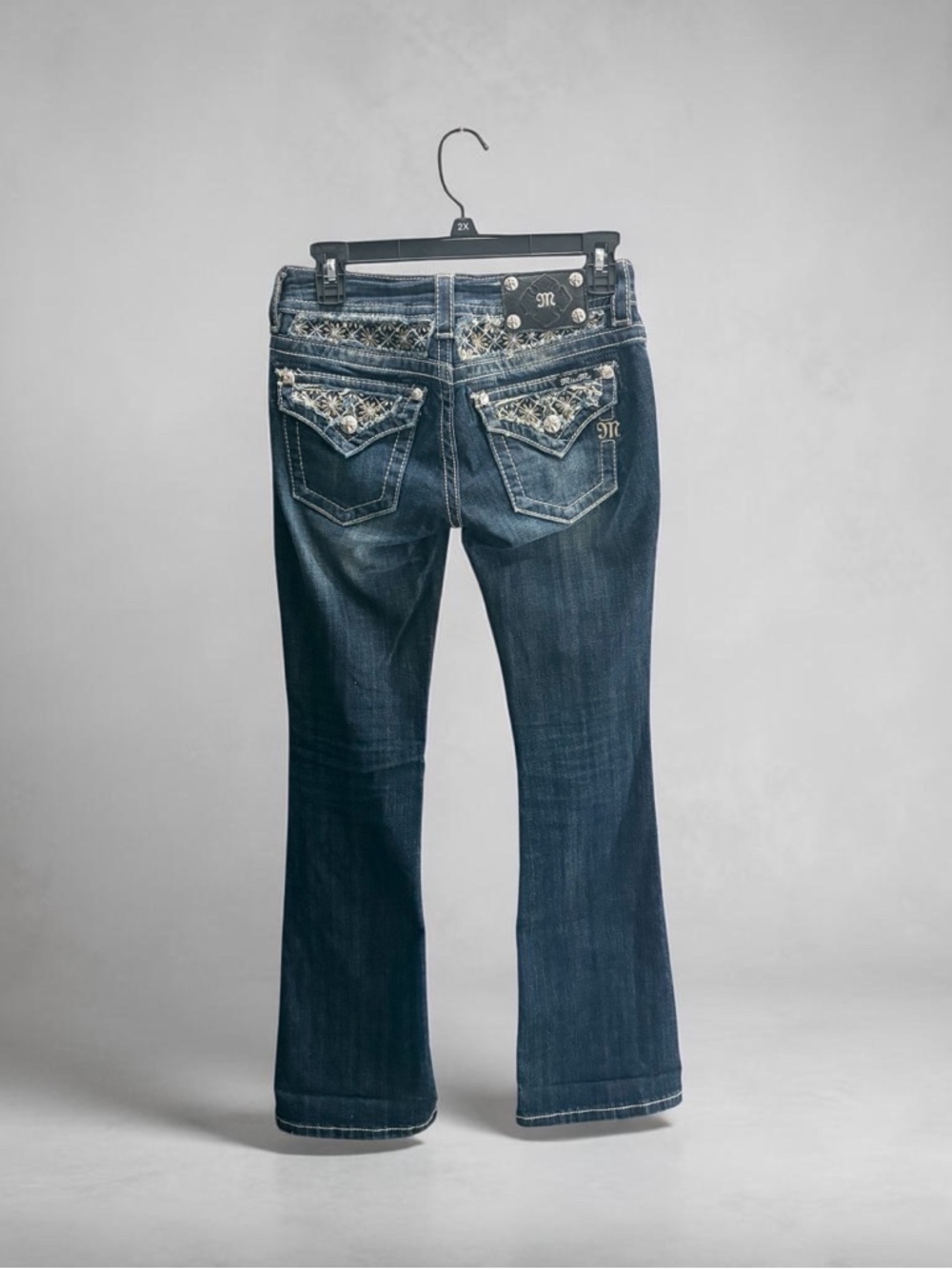 Miss Me Signature Rise Boot Cut Jeans sz 24 Womens Rhinestones